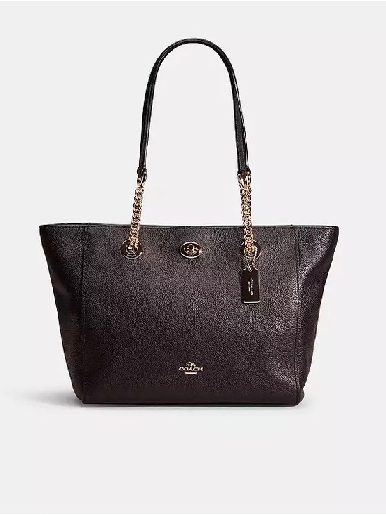 Coach Handbags - Coach Women's Leather Turnlock Chain Tote